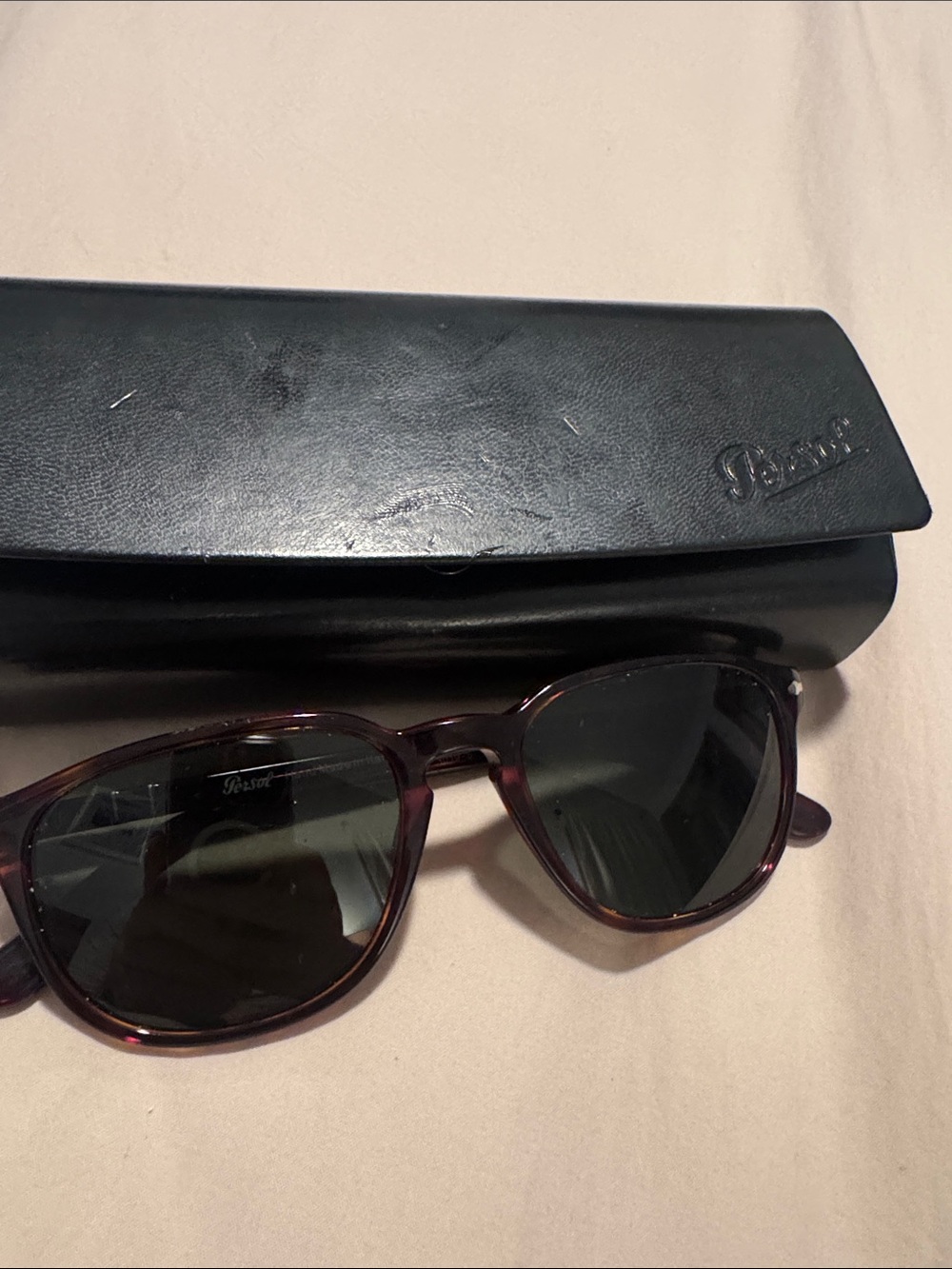 Persol Purple Tortoiseshell Sunglasses with Black Case